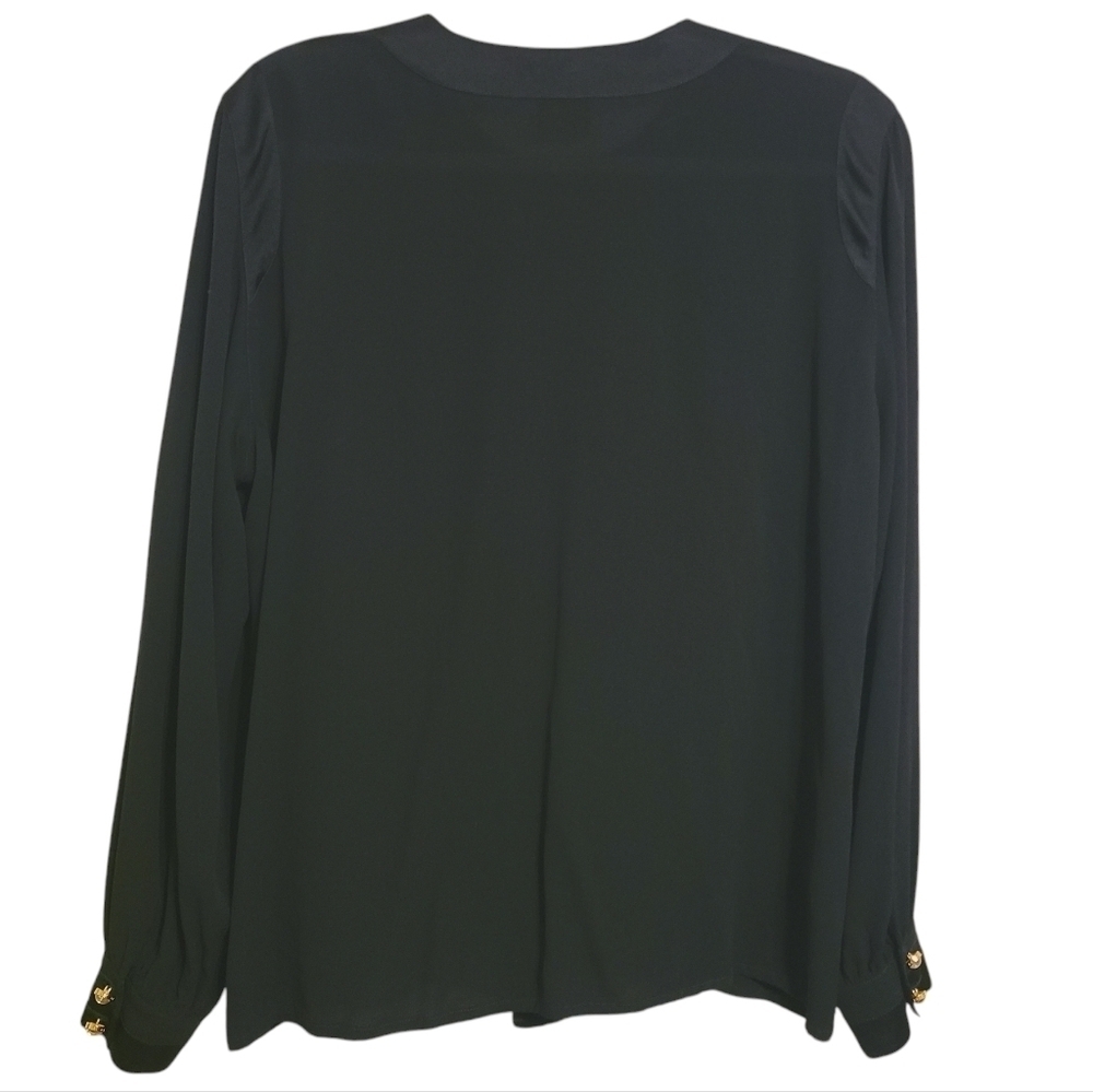 Escada | Women's Black Button Down Silk Shirt (Italian Size 42; US Medium) - Picture 16 of 16